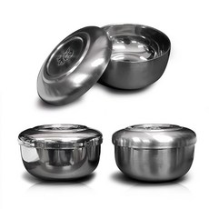 [쿠커스 판다] 원리빙 (유광/무광) 실버 스텐 복 이중 주발 (이중구조 밥공기) 합식기 2중 스탠 밥그릇 /스테인레스 그릇 한식 한정식기 업소용 이중주발, 1개