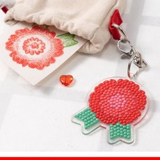 롱스팜 민화샵 카네이션 보석십자수 키링 (1개입) 초등학교수업