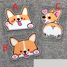 卡通柯基狗狗貼紙 汽車機車裝飾遮痕貼 玻璃油箱蓋貼 B款凝視吐舌 12.3X9.5CM, 1個, B=凝視吐舌12.3X9.5CM