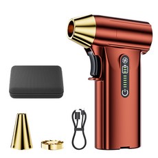 SUITU 颶風吹塵器 ST-8109 無線手持渦輪吹塵器 三風嘴設計, 烈焰紅, 1個