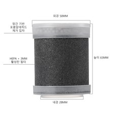 RUNDX 차량용 미니 공기청정기 저소음 휴대용, 필터, 1개