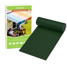 TIANLDD 4x78인치 나일론 수리 테이프 자체 접착 방수 원단 다운 재킷용 텐트 키트 우산 침낭 배낭. 다크 그린, 4x78in, Dark Green, 1개