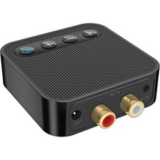 스테레오 수신기용 블루투스 RCA 어댑터 aptX HD 장거리 저지연 수신기 무선 오디오 음악 스트리밍 사운드 시스템용 281180, Black, Black