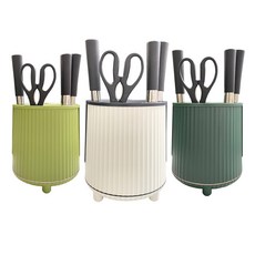 派樂420複合金鋼不鏽鋼刀豪華組(剁刀 切刀 主廚刀 料理剪刀)4件式刀具 贈360度旋轉瀝水刀具架 衛生安心時尚收納, 1個