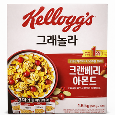 시리얼 크랜베리 아몬드 그래놀라, 3개, 500g