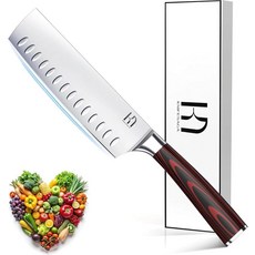 KnifeSaga 2026 업그레이드된 Nakiri 셰프 나이프 일본 전문가용 17.8cm(7인치) 날카로운 고기 절단기 주방 칼 야채 자르기 및 요리용 고탄소 스테인리스, KnifeSaga 2026 업그레이드된 Nakiri 셰