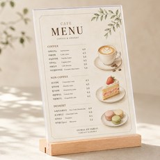 마벨인홈 T형 L형 겸용 2in1 우드 아크릴 메뉴판 POP 스탠드 꽂이 세로형, 2개