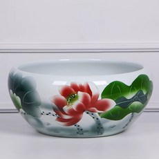 대형 수반 화분 수경 조경 플라스틱옥돌색소형(35cm)바닥무공 옹기 어항 연못 도자기 석회, K. 조각 연꽃 연못