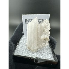 【樂石】天然墨西哥賽黃晶共生方解石 微型礦物礦標 在台現貨