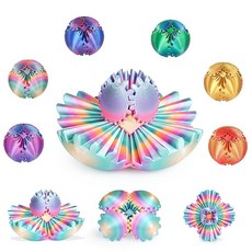 Gear Ball 3D 프린트 기어 구형 피젯 장난감 어린이 및 성인용 감각 스트레스 완화 볼 ADHD 자폐 책상 장난감 스타킹 스터퍼 독특하고 재미있는 사무실 화이트, 2.6 inches, Rainbow