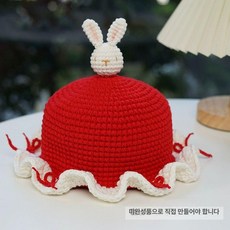 diy 코바늘 애기모자뜨기 집콕 호랑이 모자 만들기 레드토끼모자재료가방 신생아 토끼, 레드, 1개