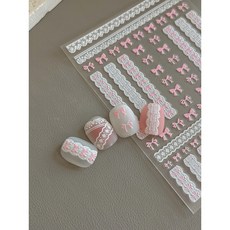 땡땡이 매듭리본스티커, 1개, 핑크