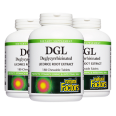 내추럴팩터 씹어먹는 식물성 DGL 400mg 180정 감초 추출물, 3개