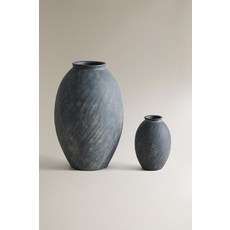ZARA 자라 텍스처 세라믹 화병 - 블랙 0395046800 751204, 13 x 9 x 9 cm