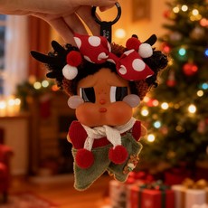 팝마트 크라이베이비 휴가 일기 인형옷 스웨터 모자 크로스백 방울목돌이 크리스마스 토끼인형, 아기가 없어요, 크리스마스 4피스 세트(헤어피스+상의+팬츠+목도리)