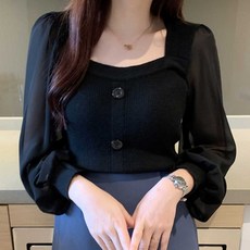 여자 하객 결혼식 니트 쉬폰 긴팔 블라우스 코디 하객룩 여성 블라우스맛집 예쁜 봄가을