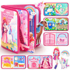 조이캣 비지북 몬테소리 유아 소근육발달 펠트 장난감 프린세스, 프린세스 & 유니콘 (핑크), 1개