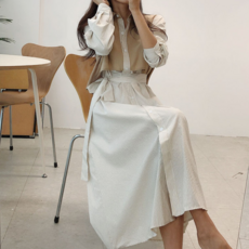 엘레스 트렌치원피스 셔츠원피스 오버핏 가을원피스 긴팔원피스 여성원피스 롱원피스