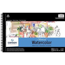 Canson 아티스트 시리즈 Montval 수채화 종이 폴드오버 패드 25.4 x 38.1cm(10 x 15인치) 12장 (300kg/140파운드) - 성인 및 학생용 아, 25.4 x 38.1cm(10 x 15인치) 접이식