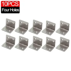 10/20pcs 스테인레스 스틸 코너 브래킷 90도 직각 패스너 목재 가구 침대 프레임 캐비닛 액세서리, 05 10PCS-4 holes