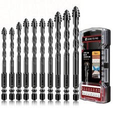 4날 톱니형 드릴 비트 콘크리트 타일 드릴 비트 10개입 세트 드릴 기리, 1, 3-12mm