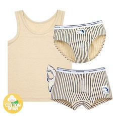 3세트(런닝+삼각+드로즈) 유아 속옷 세트 주니어 남아 상어 샤크 P죠스풀(싱글스판) 3set