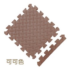 MOMOTARO 桃太郎地墊 台灣製極厚2.5CM拼接超Q樹葉紋無毒防滑巧拼地墊-附邊條, 可可色, 4個