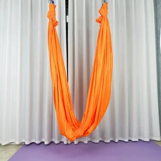Elastic fabric 5-meter full yoga hammock flying training studio chrysanthemum rope safety buckle, 09 orange