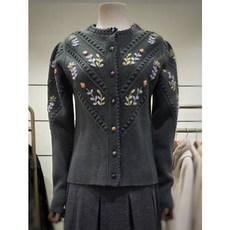 비꼴리끄 울 자수 퍼프 소매 가디건 B244KC3071450_s 656485