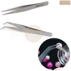 스텐 일반 핀셋 ㄱ자 갈고리 핀샛 족집게 쪽집게 흰머리 새치뽑기 네일, 1개