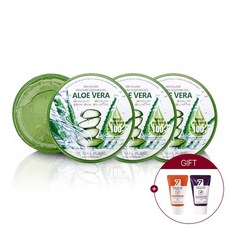 [1.+1.+1] 메이아일랜드 순도 100% 제주도 알로에베라 진정.보습 수딩젤 300ml (총3개) +미니폼클 30ml 2개 증.정, 3개