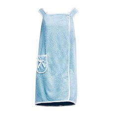 여아용 슬링 목욕 타월 랩 코랄 플리스 흡수성 스커트 웨어러블 가운 비치 스파 사우나 샤워 152663, 원사이즈, 블루