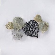 戊辰美學 鐵藝壁飾 牆壁裝飾 公共空間 飯店大廳 抽象擺件 藝術壁掛 樹葉狀 鏤空設計 可配投射燈光, 透92*5*50.5CM