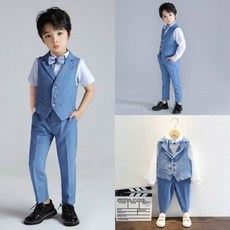 男童格子西裝禮服 英倫風兒童紳士西裝 花童婚禮鋼琴演出服裝 寶寶週歲禮服