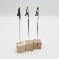 우드 큐브 메모 클립 스탠드 홀더 사진꽂이 메뉴집게 사진 메뉴 카드 집게형 번호 명함꽂이, 1개, 1단