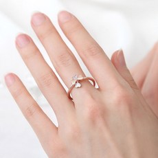 클로버 행운 로즈골드 레이어드 큐빅 패션 반지_0070GF