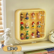 감성 인테리어 3단 피규어 장식장 벽걸이형 맹박스 진열대 미니 피규어 보관함, 1개, 옐로우