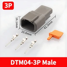 도이치 DTM04 3P DTM06 3S 방수 전기 와이어 커넥터 3 핀 방식 16 22AWG DTM 시리즈 암수 5 세트 20/100, 01 DTM04 3P