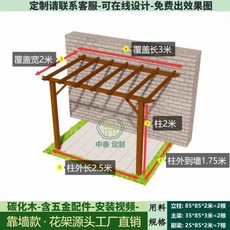 조립식 정자 야외 가로3 원두막 파고라 원목 옥상 테라스 폭1.3 높이2m, C. 탄화벽걸이형 3m x 2m x 2m