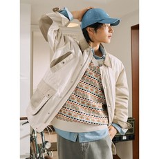 매장정품 빈폴 BEANPOLE MEN 소재 블로킹 헌팅 자켓 재킷 아이보리 BC5237C230 219046