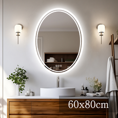 LUVODI 타원형 led 욕실 거울 조명 벽거울 600x800mm 3색조정 김서림 제거 밝기 조정 스마트 메모리성능