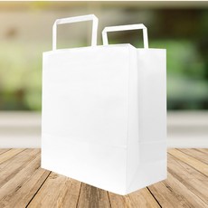 50매 [백색쇼핑백 소 / 중 / 도시락] 140g 더 두꺼운 매트 쇼핑백지 무지 화이트 플랫 쇼핑백