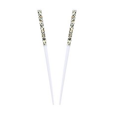 여성용 18.4cm(7.25인치) 길이의 나무 동물 프린트 헤어 스틱 2개 세트 - 화이트, 여성용 18.4cm(7.25인치) 길이의 나무 동물 프