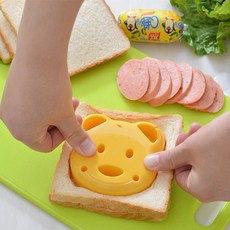 곰돌이틀 유치원 샌드위치 식빵 피크닉 도시락 모양 만들기 틀 쿠마짱, 1개, 노랑