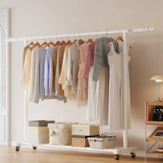 유니홈 튼튼한 28mm 가로폭조절 이동식 옷걸이 행거, 화이트