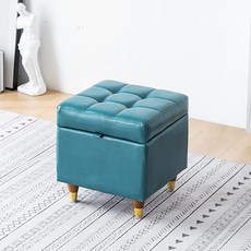 GYBBJSC 스토리지 오스만 벤치 가죽 덮개 발판 거실 및 침실용 직사각형 다기능 신발, Blue, 77x39x40cm(30x15x1