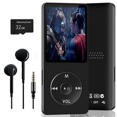 32GB TF 카드가 있는 블루투스 MP3 플레이어 내장 HD 스피커가 있는 휴대용 음악 플레이어 비디오 기능 FM 라디오 음성 녹음기 HiFi 사운드 전자책 기능, 블랙
