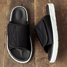 Sufi 男士魔術貼墊拖鞋, 255, 黑,白