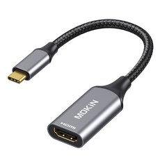 MOKIN Type-C 轉 HDMI 4K@60Hz 編織線, 合金頭黑線, 1個, 290mm
