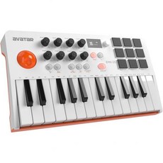 컴퓨터 레코딩 MIDI 미디 컨트롤러 블루투스 기능이 있는 25가지 주요 USB 키보드 OLED 화면이 전문가용 미니 음악 제작용 비트 메이커 머신 소프트웨어 포함 EMK-25, 화이트